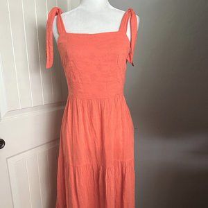 Old Navy Women's Tie Shoulder Elastic-Back Lined Frnt Bodice Eyelet Tier Dress S